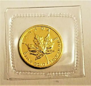 2002 Canada Gold Maple Leaf 1/10 Oz $5 - Bu