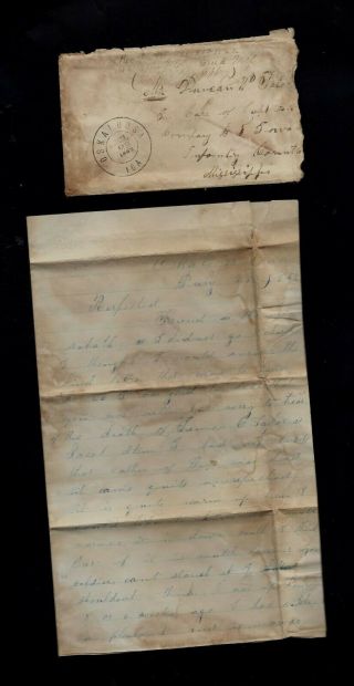 1862 Oskaloosa,  Ia Civil War Letter To 5th Iowa Infantry In Corinth Mississippi