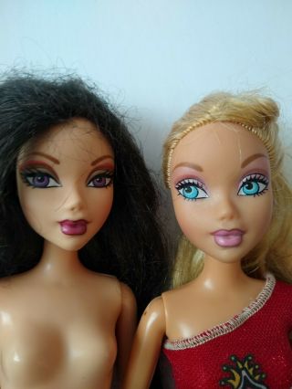 My Scene Barbie Doll & Nolee Doll Black Straight Hair Ponytail Purple Eyes