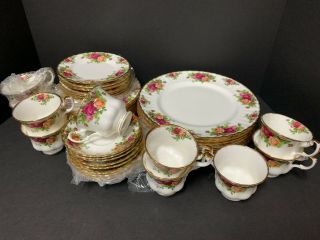 50 Piece Set Of Royal Albert Old Counrty Roses Service For 10
