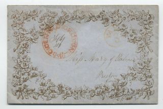 1850s Centre Groton Ct Red Cds Stampless Ornate Valentine [5815]
