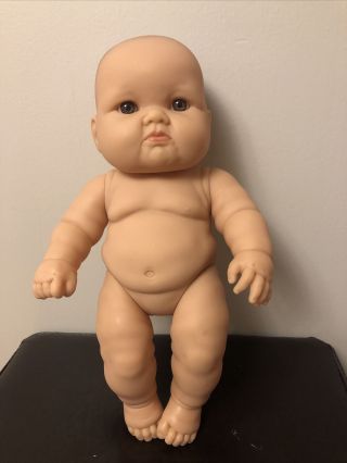 Berenguer 13” Chubby Baby Doll All Vinyl Posable Adorable Poochie Lip Brown Eyes