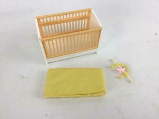 Tomy Smaller Home Dollhouse Furniture Crib With Mattress Babys Room Japan
