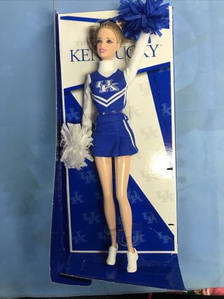 Kentucky University Cheerleader Pink Label Barbie Doll & Pom Poms Doll W/ Stand