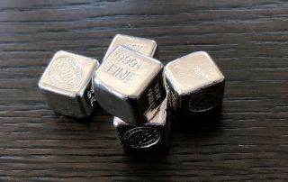 (5) 1 Oz Hand Poured 999 Fine Silver Bullion Bar " Cube " Yeager 