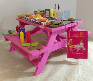 Our Generation American Girl Picnic Table With Accessories Fits 18 " Doll