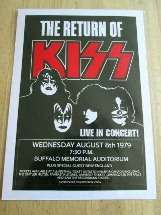 Kiss : The Return Of Kiss Live In Concert 1979 : A4 Glossy Repo Poster