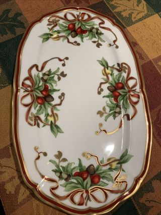 Tiffany & Co Holiday Garland Oval Sandwich Dessert Platter Tray 12 " Christmas