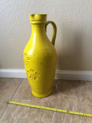 Vintage Mid Century Rosenthal Netter Large Pitch Vase Yellow Pottery