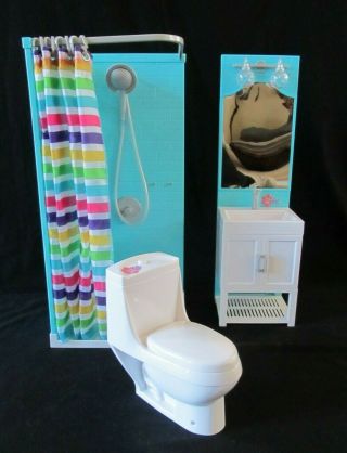 My Life As Bathroom Play Set For 18 " Dolls Shower,  Light Up Vanity Sink,  Toilet