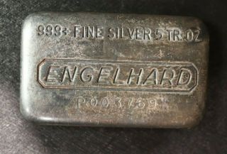 Engelhard 5 Troy Oz.  999,  Fine Silver Bar - Toning Sn P003769 Landscape Variety