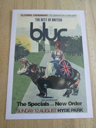Blur : The Best Of British 12 August Hyde Park : A4 Glossy Repo Poster