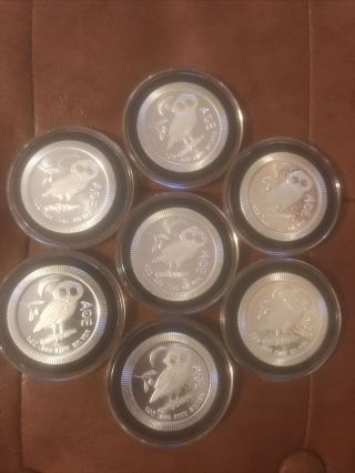 2020 7 Niue Athena Owl Stackable 1 Oz Silver $2 Coins In Direct Fit Capsule