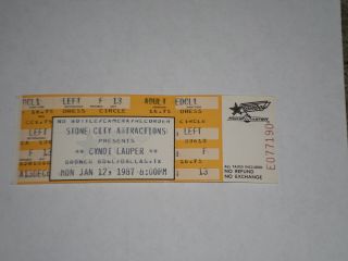 Cyndi Lauper Concert Ticket Stub - 1987 - " Girls Just Want To Have Fun " - Dallas,  Texas