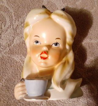Vintage Htf 5 - 1/2 " Enesco Alice In Wonderland Lady Head Vase Disney Gc Marked