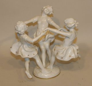 Hutschenreuther Karl Tutter May Dance Three Girls Holding Hands Gold Dresses