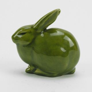 Rookwood Pottery Production Green Rabbit Paperweight Arts & Crafts 1965
