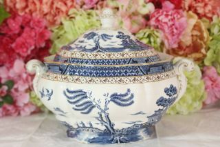 Booths,  " Real Old Willow " Soup Tureen,  With Gilt