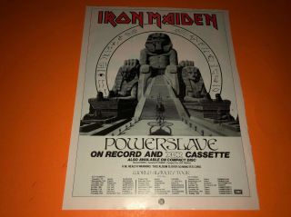 Iron Maiden Powerslave World Slavery Tour Print Advertisement Poster