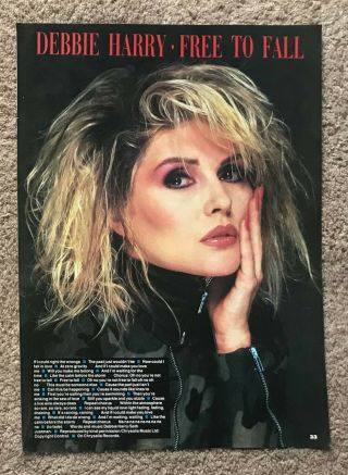 Debbie Harry - To Fall 1987 Full Page Uk Lyric Poster Blondie