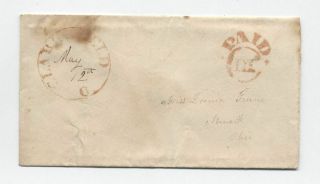 1850s Clarksfield Ohio Red Cds Stampless Fancy Paid 3 Cent Rate [5775.  184]