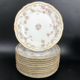 Theodore Haviland Limoges Double Gold Set Of 12 Luncheon Plates Schleiger 340