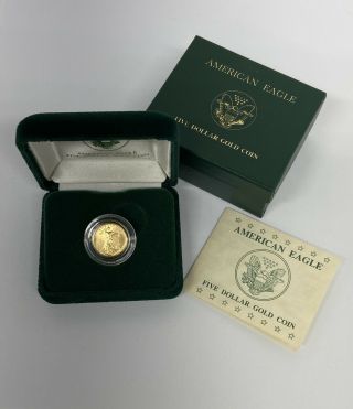 1992 5$ American Gold Eagle 1/10 Oz - Bu W/ Ogp