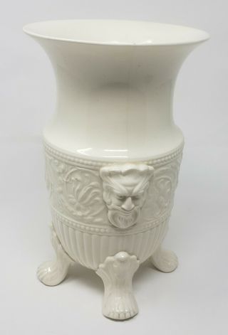 Footed Wedgwood Patrician Embossed Maskaron Floral Large Ivory Vase England