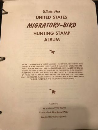 White Ace Migratory Bird Hunting Stamp Album with Binder 1934 - 2016 KSStamps 3