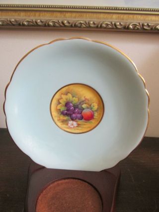 Paragon England Tea Cup And Saucer Orchard Fruit Yellow Light Blue Signed 4
