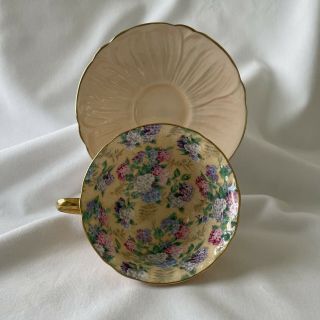 Gorgeous Shelley Footed Oleander Summer Glory Chintz Tea Cup & Saucer