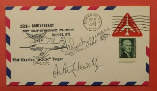 1972 Pilot Chuck Yeager Signed 25th Anniv 1st Supersonic Flight Bell - X1