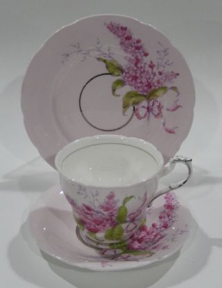 Paragon Pink Lilacs Bouquet Cup & Saucer & Plate Pink Colorway Hand Decorated