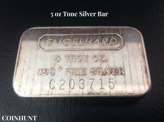 Engelhard 5 Troy Oz.  999 Fine Silver Bar C203715