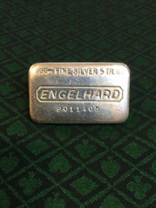 5 Oz Engelhard Silver Bar, .  999 Fine Silver,  Old Pour,  Loaf Style