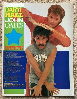 Daryl Hall & John Oates - Private Eyes 1982 Full Page Uk Lyric Poster