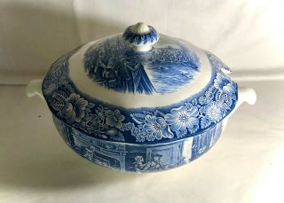 Staffordshire Liberty Blue Soup Tureen With Lid