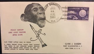 Vintage Sazin Space Cover :chimp " Ham " Mercury Launch Cape Canaveral 1/31/1961