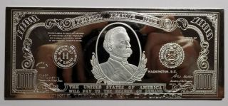 1928 $1000 Federal Reserve Note Currency Style 6 Troy Oz 999 Fine Silver Art Bar