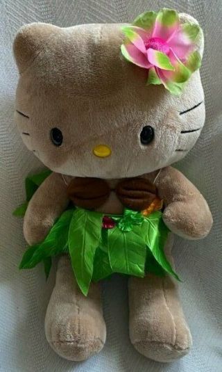 Build A Bear Sunkissed Tan Hello Kitty Hawaiian Luau Coconut Bra Green Skirt 18 "