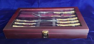 Royal Albert Old Country Roses 10 Piece Carving - Steak Knifes Flatware In Chest