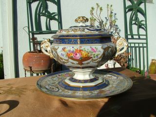 Vintage Le Tallec Paris Porcelain Covered Compote Bowl With Under Plate 2