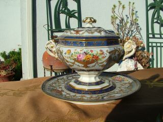 Vintage Le Tallec Paris Porcelain Covered Compote Bowl With Under Plate 1