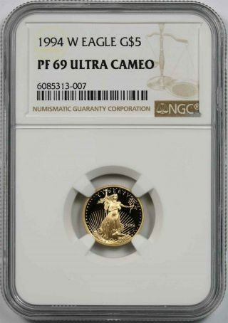 1994 - W Gold Eagle $5 Ngc Pf 69 Ultra Cameo Tenth - Ounce 1/10 Oz Of Fine Gold