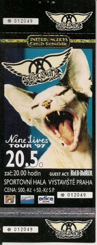 1997 Aerosmith Full Concert Ticket Czech Republic Nine Lives Tour