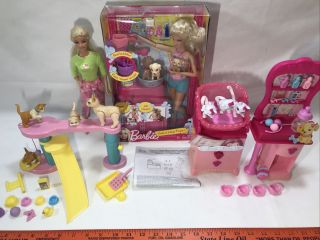 Mattel Barbie Suds N Hugs Pups Dogs/luv Me 3 Checkup Playtime Pets Cats Playset
