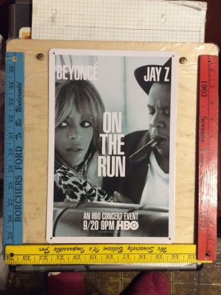 Beyonce And Jay Z: On The Run Tour Poster Tin Plaque 10 " X14 " Black And White Hbo