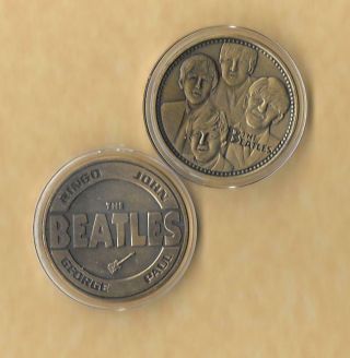 The Beatles Memorabilia Coin John Paul Ringo George Fab 4 Antiques Brass
