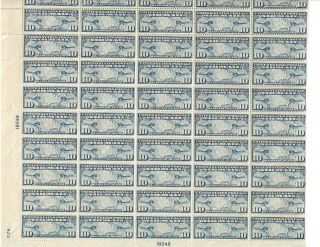U S Stamps Scott C7 Ten Cent Airmail Sheet Of 50 Cv 242.  00