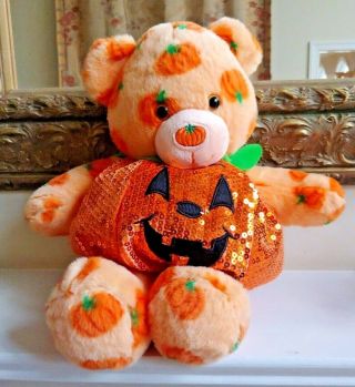 16 " Build - A - Bear With Pumpkin Nose - Orange Bear - Halloween Pumpkin Costume